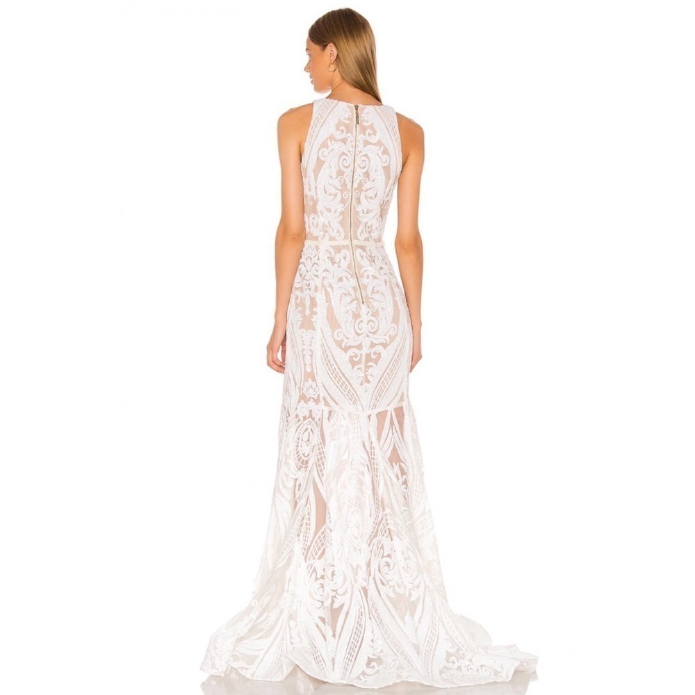 NWT Bronx And Banco Ester Beaded Deep V Sequin-embellished Gown Bridal Dress XS - Picture 10 of 13